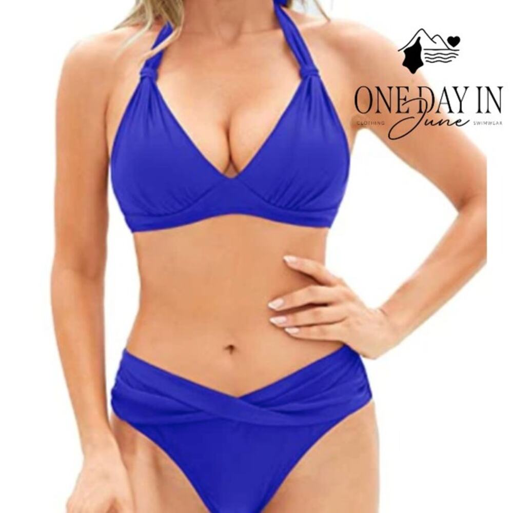 Yonique Halter Bikini Swimsuit Size L